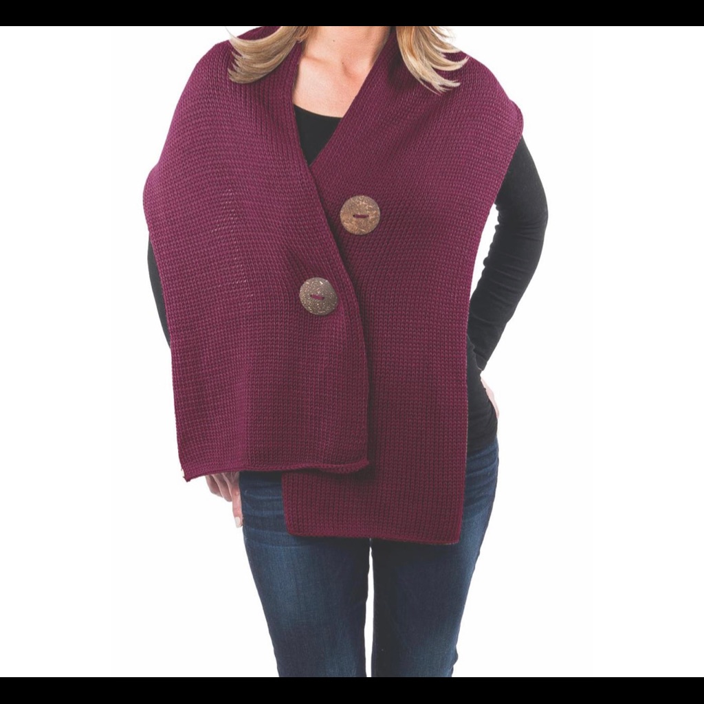 Haiku (Similar To Pure) Cotton Knit Wooden Button Scarf, Excellent Condition